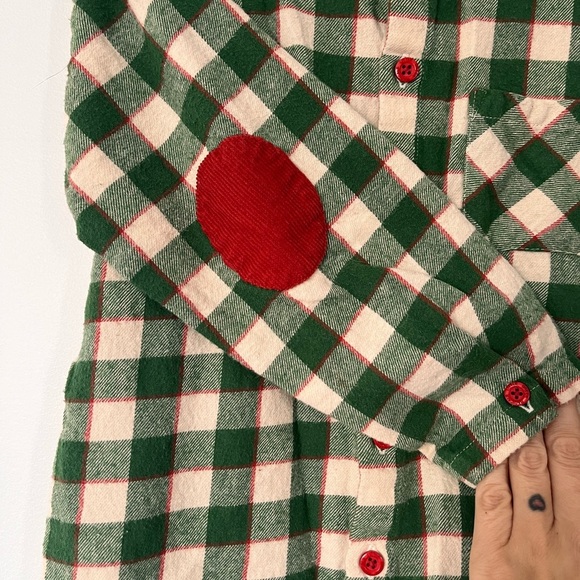 Little Green Radicals Green and Cream Plaid Kids Shirt - Picture 3 of 5